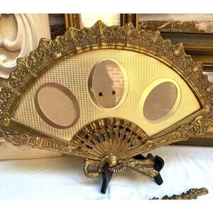 Vintage Brass Fan Picture Frame Ornate Baroque Victorian Style RenaissanceDesign